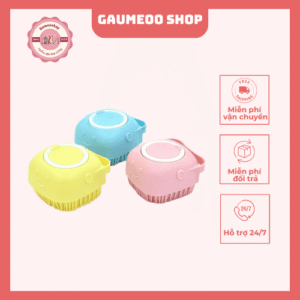 Bàn Chải Silicon Cho Chó Mèo Có Ô Đựng Sữa Tắm